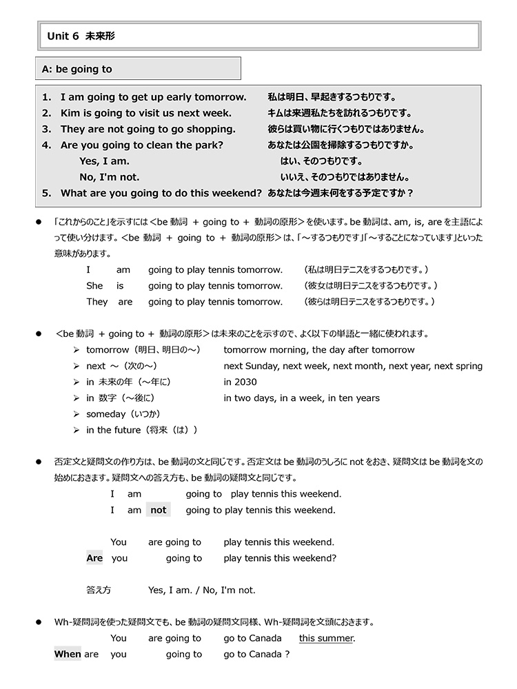 各Unitで、文法項目をさらに細かくわけて説明！予習でしっかり理解を深めましょう。