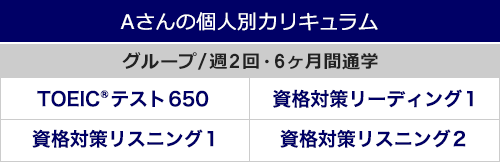 Aさんの個人別カリキュラム