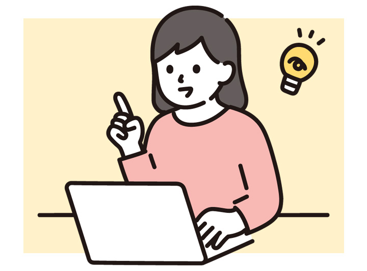 パソコンでスピーキング練習を行う女性のイラスト