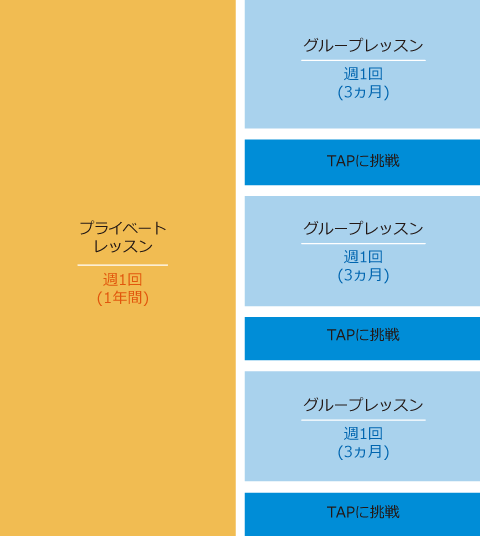 スケジュール例(1) 通学1年間コース週1回ペース