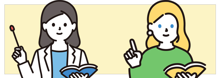 日本人講師と外国人講師のイラスト