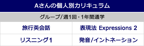 Aさんの個人別カリキュラム